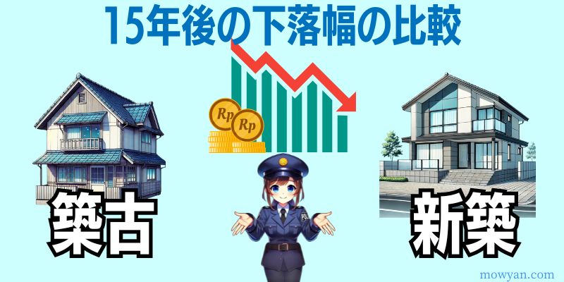 15年後の下落幅の比較